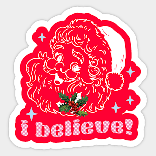 Retro Vintage Pink Santa Sticker